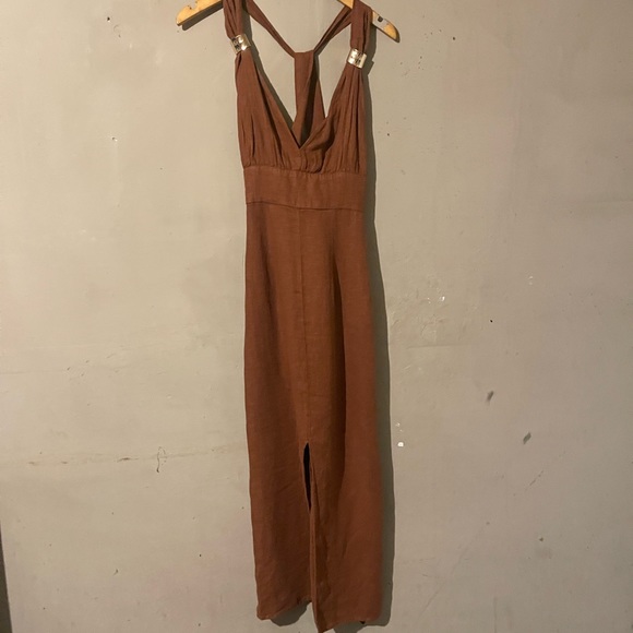100% LINEN MIDI DRESS - Picture 11 of 12